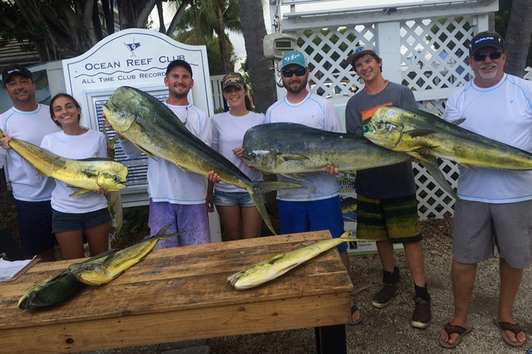 group of people holding massive fish